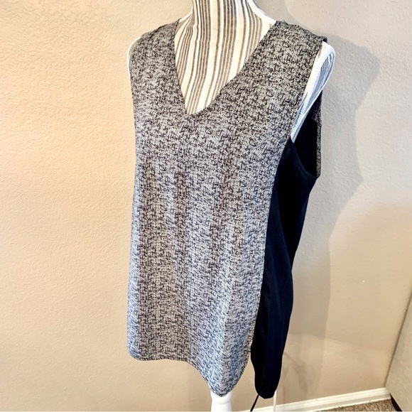 NEW Philosophy Sleeveless Top Medium Black White Pattern Solid Black Back Panel - Picture 7 of 15